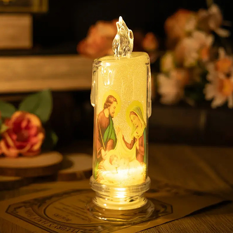 Desk Setup Lamp - เทียน LED พระเยซูพระแม่มารี แสงเทียนไร้เปลวไฟ โรแมนติก สำหรับสวดมนต์