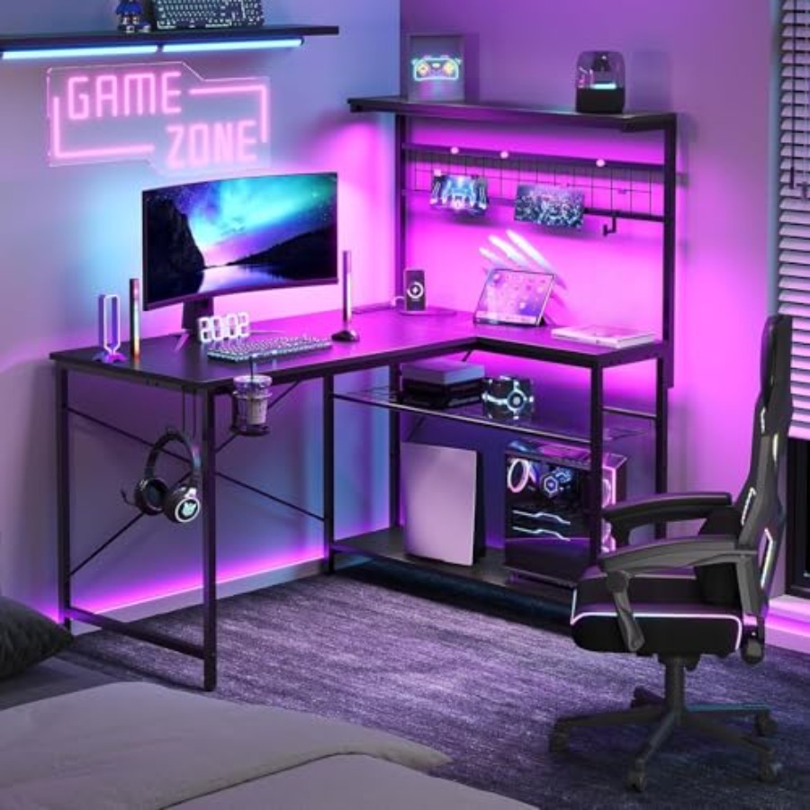 โต๊ะเกมมิ่งขนาด 42 นิ้ว พร้อมช - Desk Setup L Shaped บทวิจารณ์และราคา