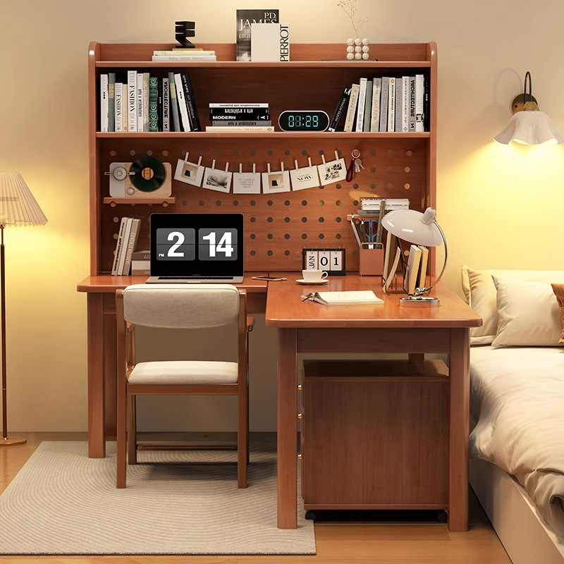 โต๊ะทำงานไม้จริงทรงตัวแอล 7 รู - Desk Setup L Shaped บทวิจารณ์และราคา