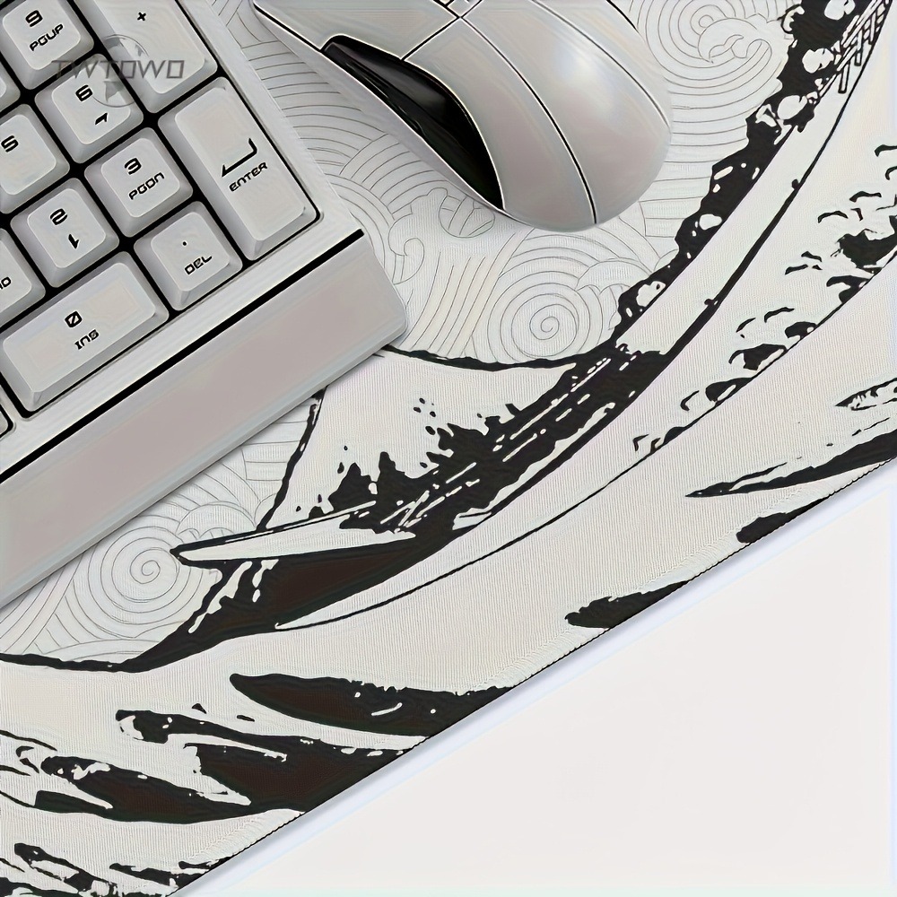 แผ่นรองโต๊ะศิลปะคลื่นสีดำขาว X - Desk Setup Pc And Laptop บทวิจารณ์และราคา